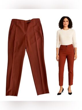 RW&Co Women’s Rust Brown suiting slim leg ankle length signature fit pants Sz 10